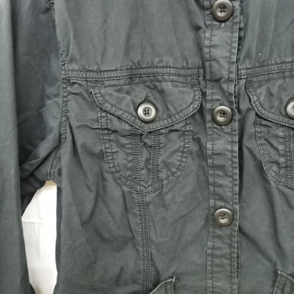 Harley Davidson Black Button Down Shirt Rhinestones Embroidered Red Rose - Picture 6 of 13